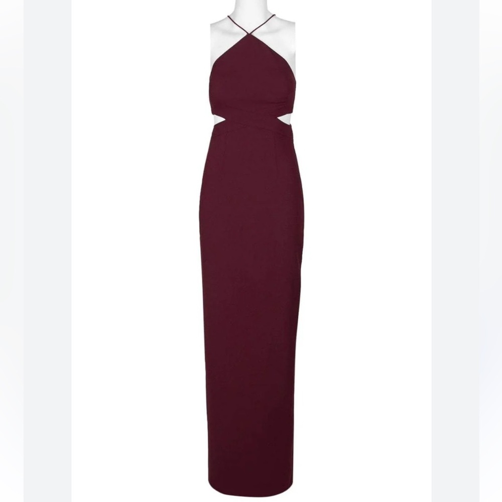 Aidan Mattox Burgundy Halter Dress
